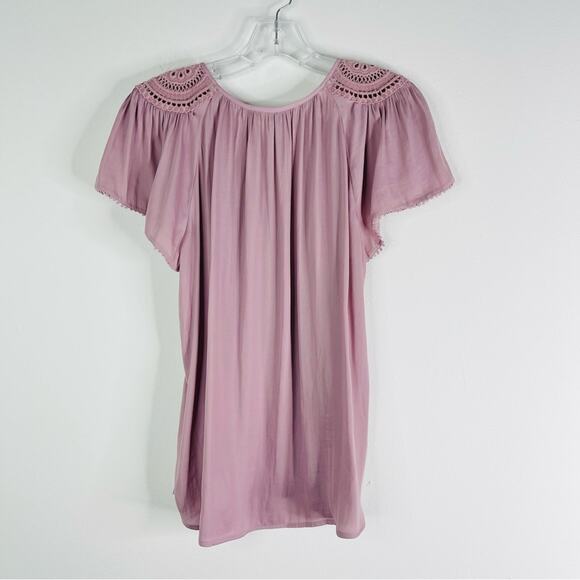 Loft purple lavender lace boho romantic cottagecore top medium - Picture 6 of 6